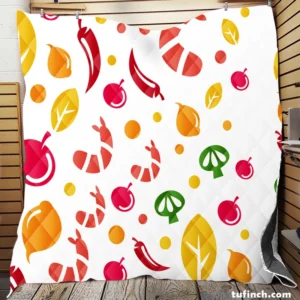 Hand Drawn Tropical Fruit Pattern Quilt Blanket