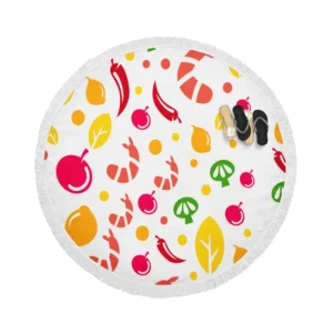 Hand Drawn Tropical Fruit Pattern Round Beach Towel