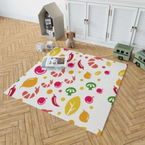 Hand Drawn Tropical Fruit Pattern Rug 1