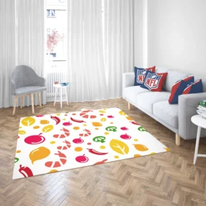 Hand Drawn Tropical Fruit Pattern Rug 2