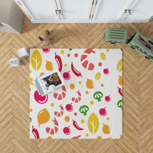 Hand Drawn Tropical Fruit Pattern Rug