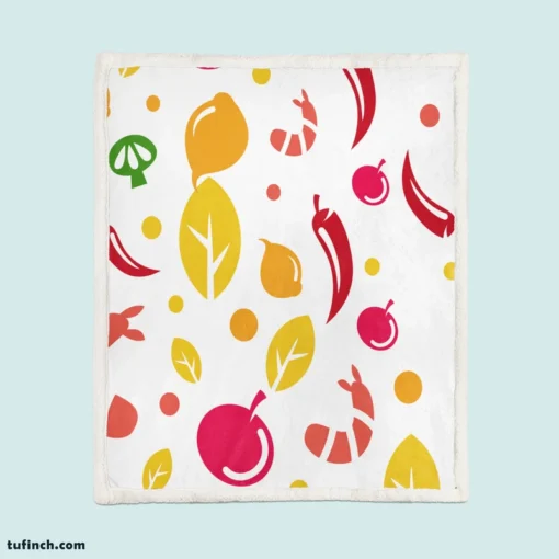 Hand Drawn Tropical Fruit Pattern Sherpa Fleece Blanket 1