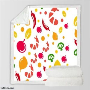 Hand Drawn Tropical Fruit Pattern Sherpa Fleece Blanket