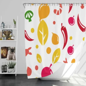 Hand Drawn Tropical Fruit Pattern Shower Curtain