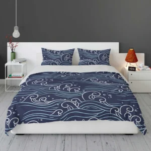 Hand Drawn Wave Off Pattern Bedding Set 1