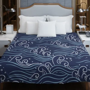 Hand Drawn Wave Off Pattern Duvet Cover