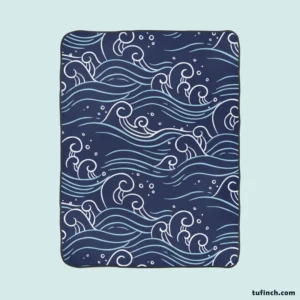 Hand Drawn Wave Off Pattern Fleece Blanket 1