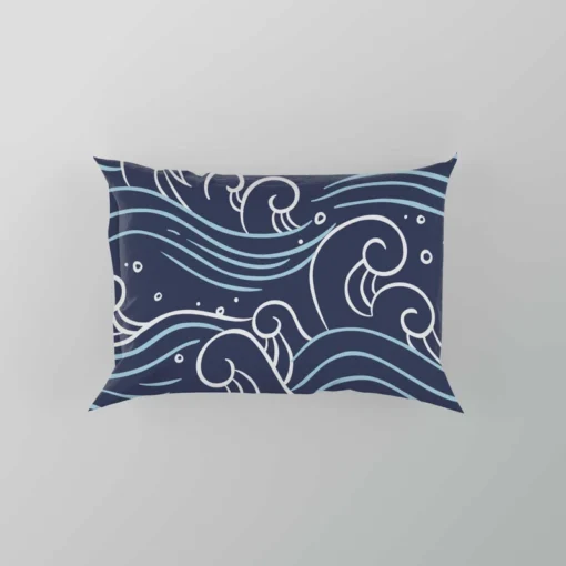 Hand Drawn Wave Off Pattern Pillow Case