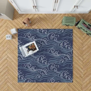 Hand Drawn Wave Off Pattern Rug