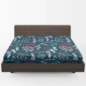 Hand Drawn Winter Floral Design Fitted Sheet 1