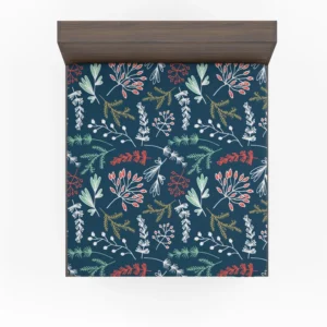 Hand Drawn Winter Floral Design Fitted Sheet