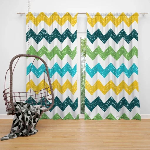 Hand Drawn Zigzag Pattern Curtain