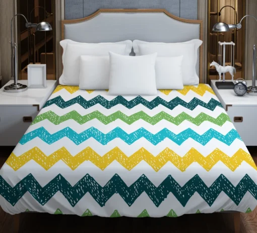 Hand Drawn Zigzag Pattern Duvet Cover