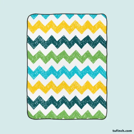 Hand Drawn Zigzag Pattern Fleece Blanket 1