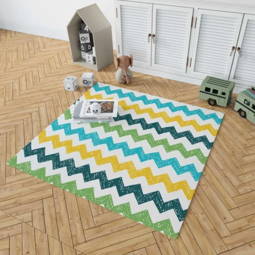 Hand Drawn Zigzag Pattern Rug 1