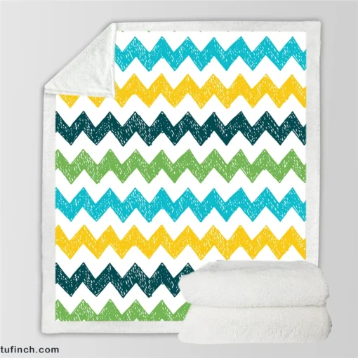 Hand Drawn Zigzag Pattern Sherpa Fleece Blanket