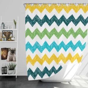 Hand Drawn Zigzag Pattern Shower Curtain