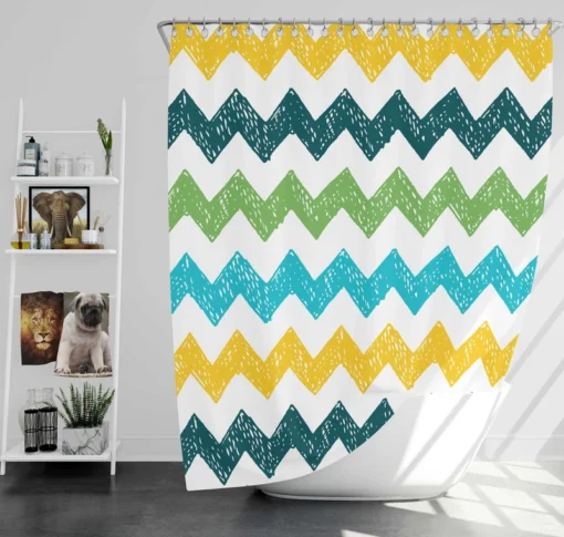 Hand Drawn Zigzag Pattern Shower Curtain