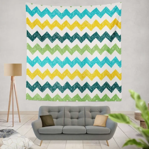 Hand Drawn Zigzag Pattern Wall Tapestry