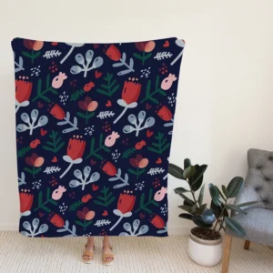 Hand Painted Abstract Floral Pattern Fleece Blanket