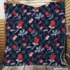 Hand Painted Abstract Floral Pattern Quilt Blanket