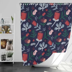 Hand Painted Abstract Floral Pattern Shower Curtain