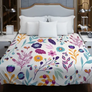 Hand Painted Exotic Floral Pattern Duvet Cover