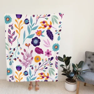 Hand Painted Exotic Floral Pattern Fleece Blanket