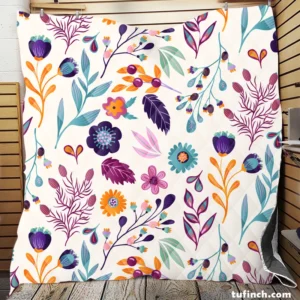 Hand Painted Exotic Floral Pattern Quilt Blanket