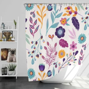 Hand Painted Exotic Floral Pattern Shower Curtain