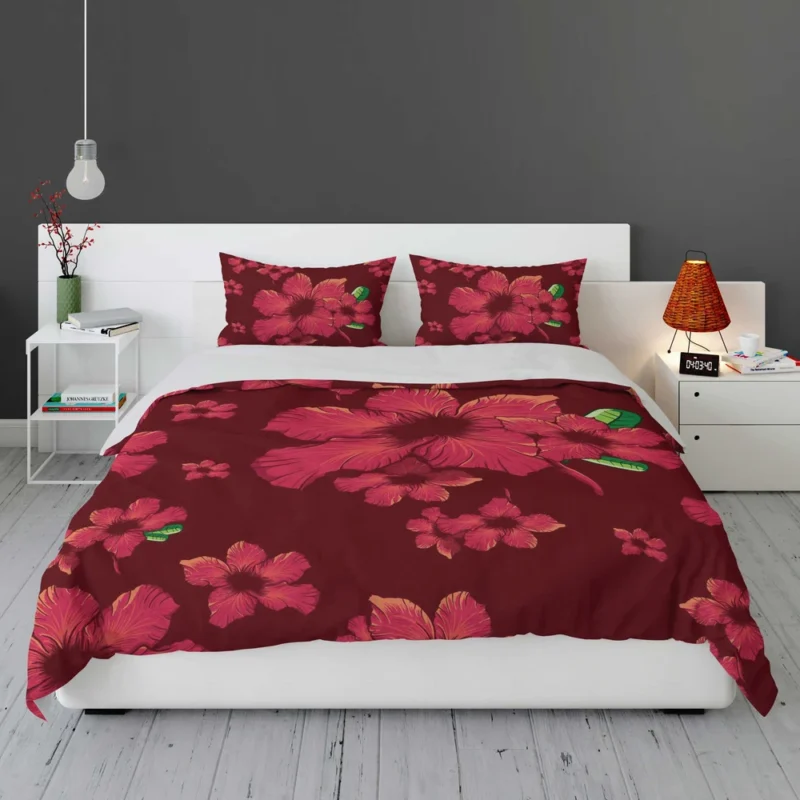 Hand Painted Hibiscus Flowers Bedding Set 1