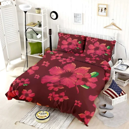 Hand Painted Hibiscus Flowers Bedding Set