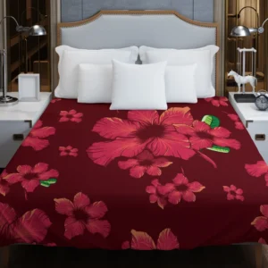 Hand Painted Hibiscus Flowers Duvet Cover