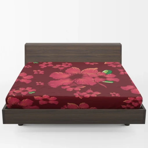 Hand Painted Hibiscus Flowers Fitted Sheet 1