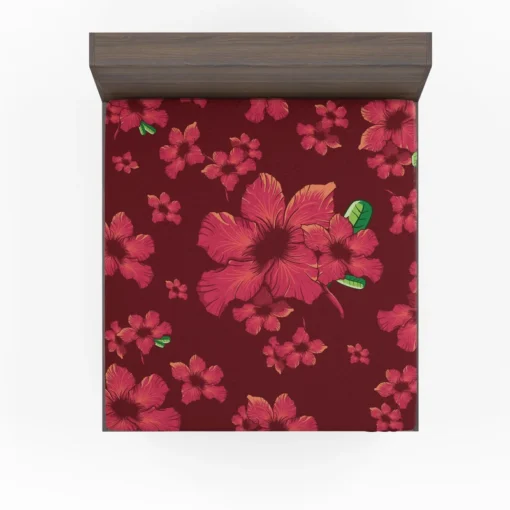 Hand Painted Hibiscus Flowers Fitted Sheet