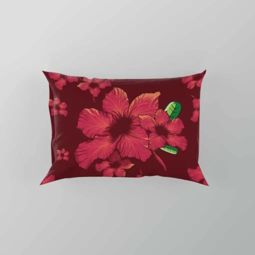 Hand Painted Hibiscus Flowers Pillow Case