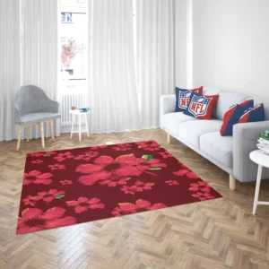 Hand Painted Hibiscus Flowers Rug 2