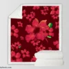 Hand Painted Hibiscus Flowers Sherpa Fleece Blanket