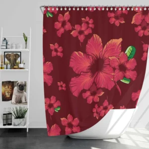 Hand Painted Hibiscus Flowers Shower Curtain