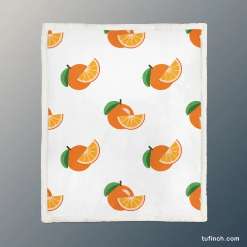 Hand Painted Orange Design Sherpa Fleece Blanket 1