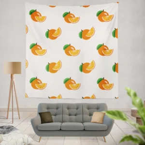 Hand Painted Orange Design Wall Tapestry