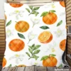 Hand Painted Oranges Leaves Quilt Blanket