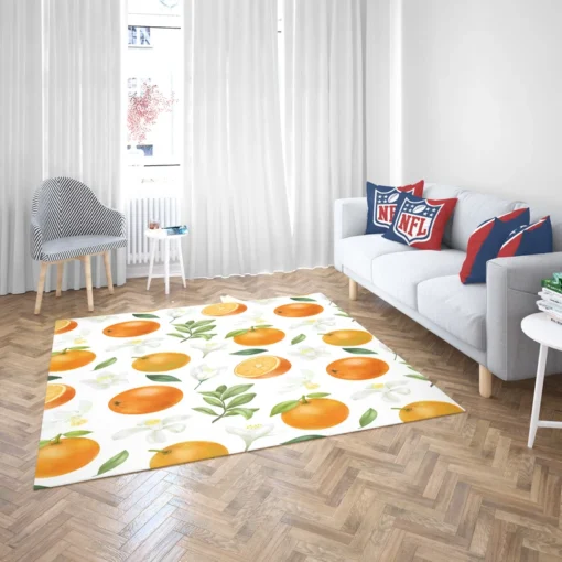 Hand Painted Oranges Leaves Rug 2