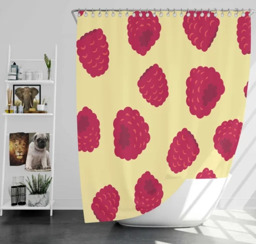 Hand Painted Raspberry Shower Curtain