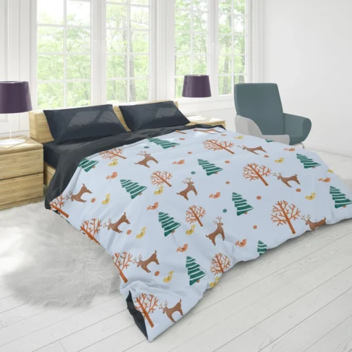 Hand Painted Reindeer Pattern Duvet Cover 1