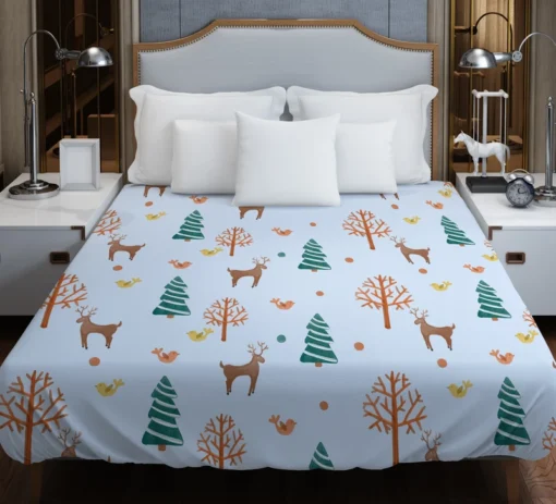 Hand Painted Reindeer Pattern Duvet Cover