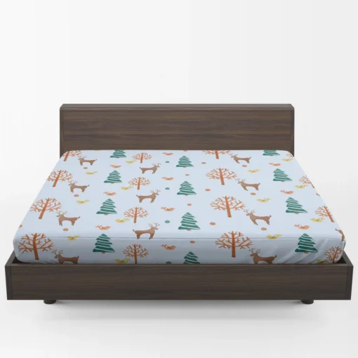 Hand Painted Reindeer Pattern Fitted Sheet 1