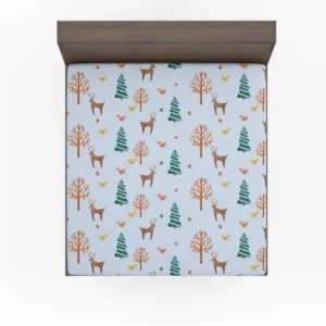 Hand Painted Reindeer Pattern Fitted Sheet