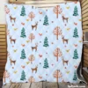 Hand Painted Reindeer Pattern Quilt Blanket