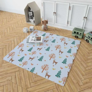 Hand Painted Reindeer Pattern Rug 1